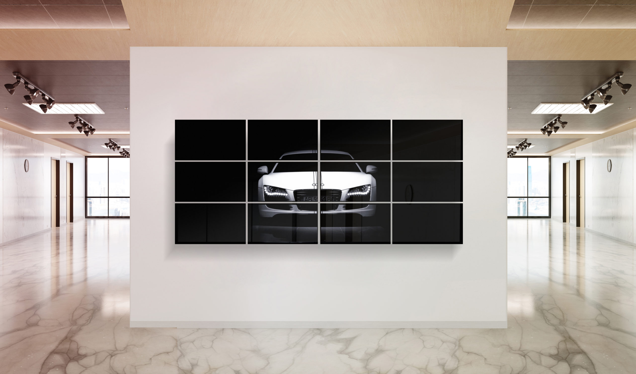 Automotive video wall installed for a commercial space in the USA
