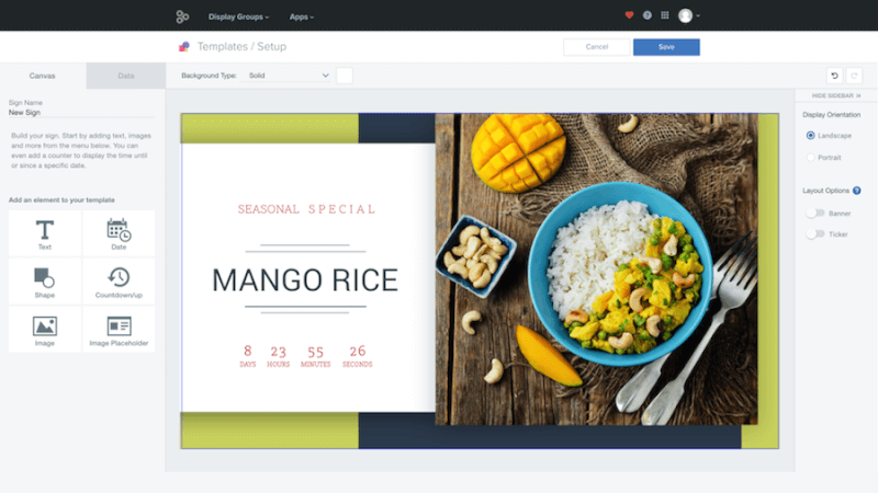 digital sign content creator template