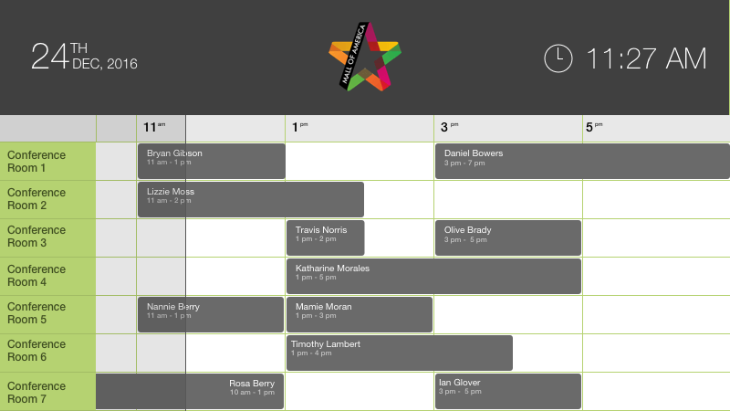 Conference rooms booked for meeting at a commercial office in the USA